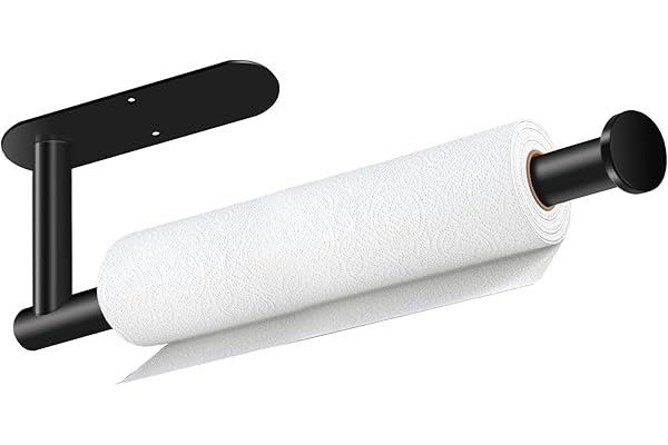 Budget Find You Need: Paper Towel Holder, Self Adhesive or Drilling Paper Towel Holder Under Cabinet, Stainless Steel Black Paper Towel Holders Wall Mount for Kitchen, Bathroom, Sink, Pantry, Fridge