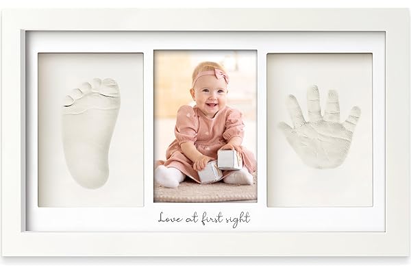 KeaBabies Baby Hand and Footprint Kit - Clay Handprint Keepsake Frame, Newborn Nursery Picture Frame, Personalized New Mom Gifts for Shower & Registry, First Mother's Day (Alpine White)