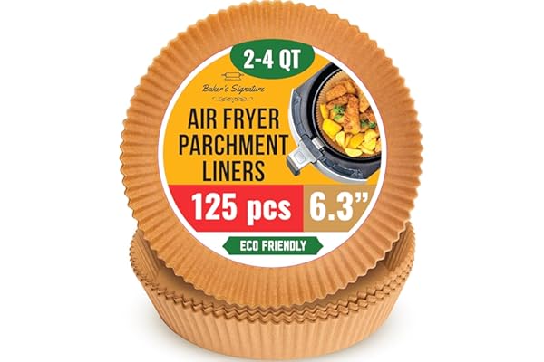 Price Drop: 6.3” Small Round Air Fryer Liners, 2-4 qt Airfryer Paper Liners, 125Pcs Disposable parchment paper for air fryer – Non-Stick and Oil Proof for Easy Cleanup by Baker's Signature
