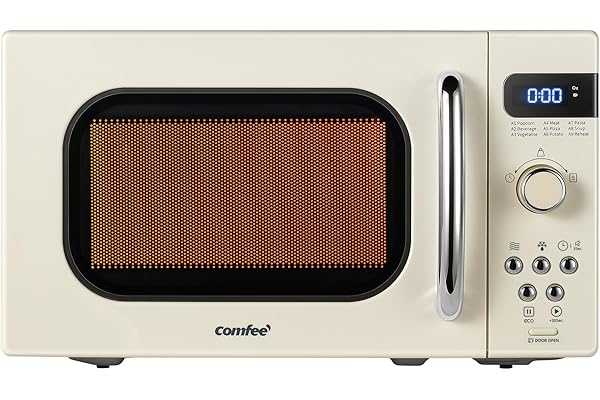 Is It Worth Buying: COMFEE' Retro Small Microwave Oven With Compact Size, 9 Preset Menus, Position-Memory Turntable, Mute Function, Countertop Microwave Perfect For Small Spaces, 0.7 Cu Ft/700W, Cream, AM720C2RA-A