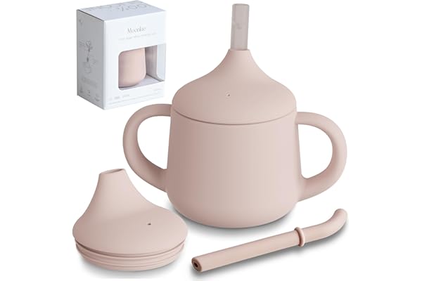 This Solves the Problem: Moonkie Silicone Baby Sippy Cups | 3 Stages Training Cup Straw Cup for Infants Toddlers and Kid | 4 oz 1Pack