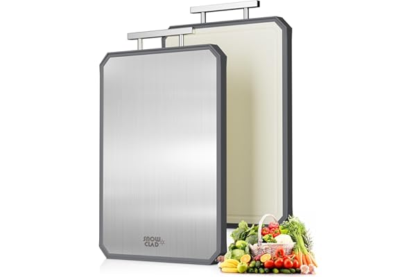 Mom's Pick of the Week: SNOWCLAD Stainless Steel Cutting Board,Double Sided Steel Bread Boards for kitchen,Stainless Steel/Wheat straw pp Large Board for meat,non toxic Chopping,16 * 11 Inch,Dishwasher Safe