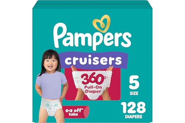 Pregnancy Hack: Pampers Diapers - Cruisers 360 - Size 5, 128 Count, Babyproof up to 100% Leakproof Pull-On Diaper