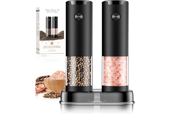 Pregnancy Hack: Electric Salt and Pepper Grinder Set Automatic Battery Pepper Mill Shakers Adjustable Coarseness Upgraded Larger Capacity with Led Home and Kitchen Appliances Birthday Gifts for Women Mom