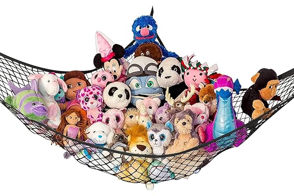 New Mom Must-Have: Stuffed Animal Hammock XL | Corner Stuffed Animal Storage & Plushie Net | Extra Large Toy Hammock for Stuffed Animals | Easy Hang, Hardware Included | Black Bedroom Decor | by Lilly's Love