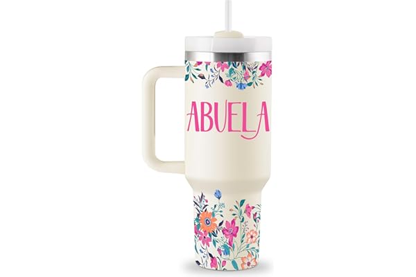 ROSTANTEN Abuela Gifts - Abuela Mothers Day Gifts in Spanish from Grandkids - Regalos Para Abuela - Abuela Birthday Gift - 40oz Travel Cup Insulated Tumbler with Lid & Straw