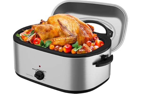 Price Drop: SUNVIVIPRO Roaster Oven 28 Quart, Electric Turkey Roaster with Self-Basting Lid, Removable Pan & Rack, Variable Temp Control, Stainless Steel Silver