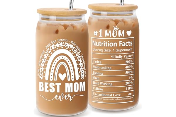 Mothers Day Gifts for Mom from Daughter Son, Gifts for Women Mama Stepmom Mother In Law Bonus Mom, Personalized Anniversary Birthday Mothers Day Presents for Wife from Husband - Can Glass Cups 16OZ