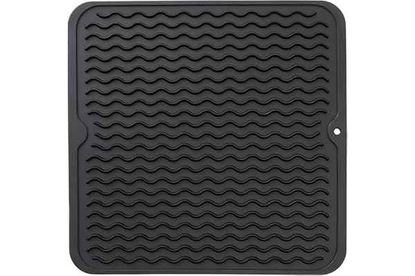 Toddler-Approved Amazon Find: MicoYang Silicone Dish Drying Mat for Multiple Usage,Easy clean,Eco-friendly,Heat-resistant Silicone Mat for Kitchen Counter or Sink,Refrigerator or Drawer liner Black M 12 inches x 12 inches