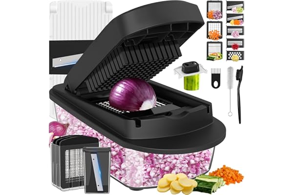 Is It Worth Buying: 8 Blade All-in-1 Vegetable Chopper Mandoline Slicer with Container, Food Chopper, Onion Chopper, Veggie Cutter for Salad, Kitchen Gadgets Accessories Essentials, Black