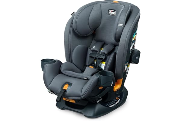 Chicco OneFit LX ClearTex All-in-One Car Seat with LeverLock Installation, Slim Design, Convertible Car Seat, Seat for Infants and Children 5-100 lbs, Smoke/Grey