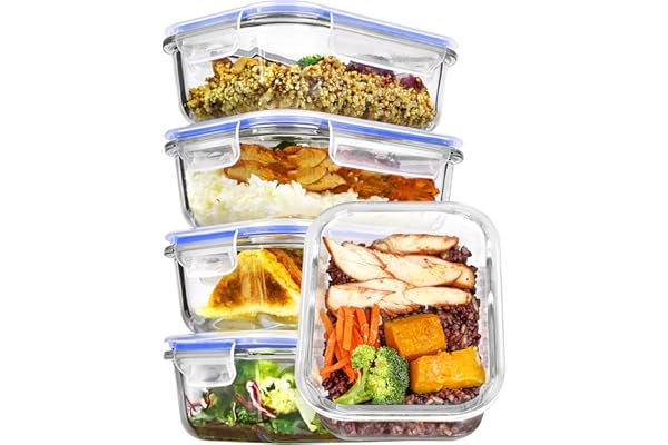 Back in Stock Alert: Vtopmart 5Pack 22oz Glass Storage Containers with Lids, Glass Meal Prep Food Container Sets with Snap Airtight Lids for Microwave, Oven, Freezer and Dishwasher, Blue