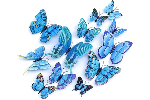 Pregnancy Hack: OPSEAM Butterfly Wall Decor 24/48 PCS, 3D Butterflies Stickers for Party Decorations with Magnets(Blue, 24)