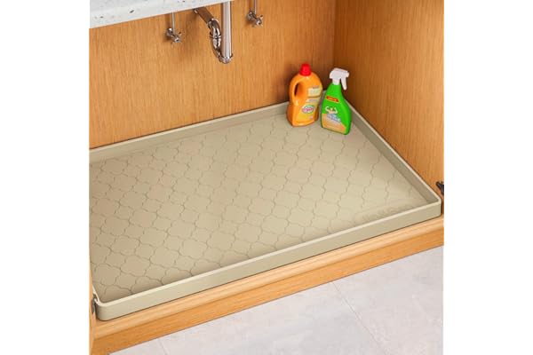 Amazon's Choice: Jin&Bao Waterproof Under Sink Mat 19" x 19", Thick Silicone Mat Cabinet Protector for Kitchen and Bathroom, Shelf Liner, Home Organizer and Storage, Multipurpose Tray for Gadgets and Essentials