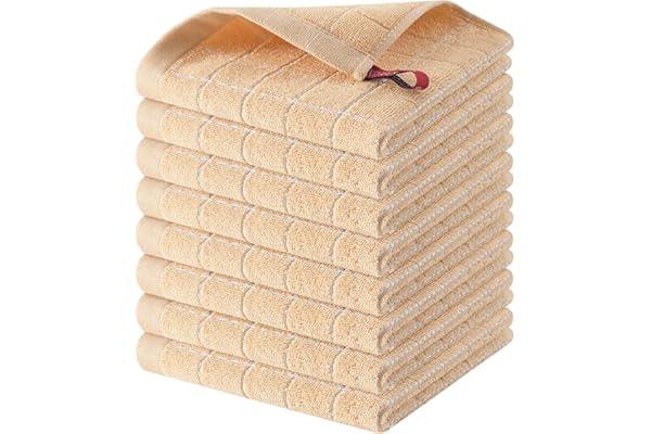 Pregnancy Hack: Homaxy 100% Cotton Terry Kitchen Dish Cloths, Ultra Soft and Absorbent Dish Towels for Kitchen, Suitable for Drying and Washing Dishes, 8 Pack, 12 x 12 Inches, Apricot