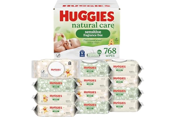 Is It Worth Buying: Huggies Natural Care Sensitive Baby Wipes, Unscented, Hypoallergenic, 99% Purified Water, 12 Flip-Top Packs (768 Wipes Total), Packaging May Vary