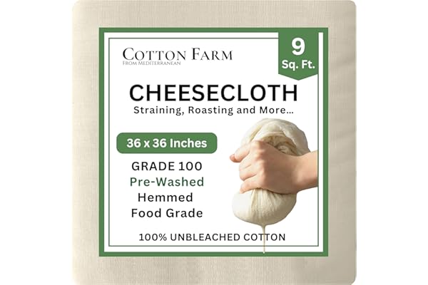 Perfect Gift Idea: Cotton Farm Grade 100 XL Cheese Cloth for Straining & Cooking; 36x36 Inch; 100% Unbleached Cotton Cheesecloth; Reusable with Finished Edges, Butter Muslin