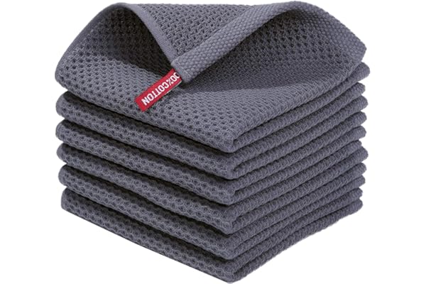 Pregnancy Hack: Homaxy 100% Cotton Waffle Weave Kitchen Dish Cloths, Ultra Soft Absorbent Quick Drying Dish Towels, 12 x 12 Inches, 6-Pack, Dark Grey