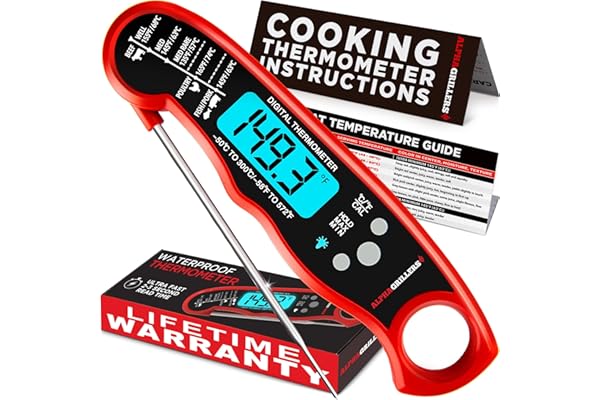 Alpha Grillers Meat Thermometer Digital – Instant Read Food Thermometer for Cooking & Grilling – Professional Kitchen Gifts for Men, Dad & Mom