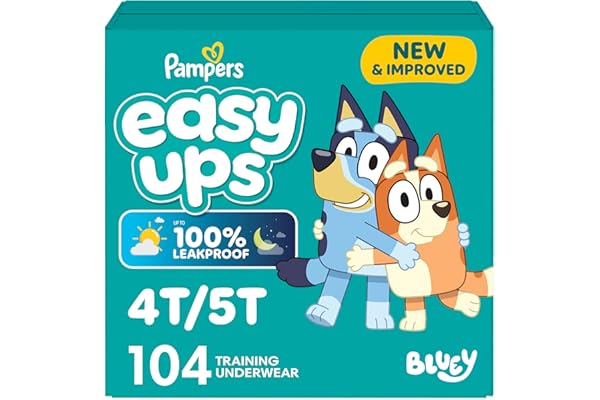 We Are Obsessed With This: Pampers Training Pants - Easy Ups Boys & Girls Bluey - Size 4T-5T, 104 Count, Children's Potty Underwear (Packaging May Vary)