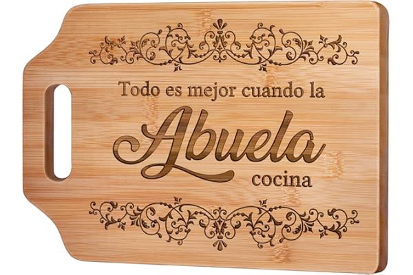 AceThrills Abuelas Mothers Day Gifts for Abuela Gifts, Regalos para Abuela, Regalos de CumpleañOs Navidad para Abuelas Mujer – Tabla de Cortar de Bambú Grabada 12.3"L x 8.7"W x 0.4"Th