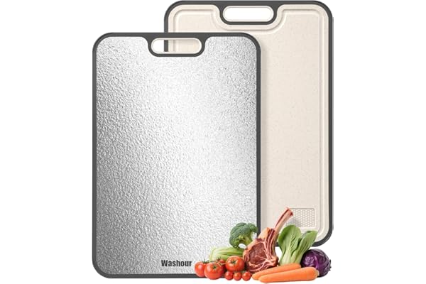 Mom's Pick of the Week: Washour Stainless Steel Cutting Boards for Kitchen, Non Toxic 2-in-1 Cutting Board Double Sided, Food Grade Chopping Boards for Fresh Meat Vegetable, Easy to Clean Large Size 16”×11”