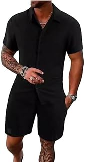 Men's Casual Short-Sleeved Shirt and Shorts Set - New Summer 2026 Style - Two-Piece Button-Down Set for Outdoor Activities,Black XL