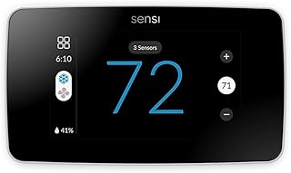 Sensi Touch 2 Smart Thermostat with Touchscreen Color Display, 100 Years of Expertise, Programmable, Wi-Fi, Data Privacy, Easy DIY, Works with Alexa, Energy Star Certified, ST76W, C-Wire Required