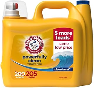 ARM & HAMMER Liquid Laundry Detergent, Powerfully Clean, Clean Burst Scent, More Loads, 205 Loads, 205 Fl Oz