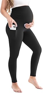 Leafigure Womens Maternity Leggings with Pockets, Pregnancy Buttery Soft Yoga Workout Pants