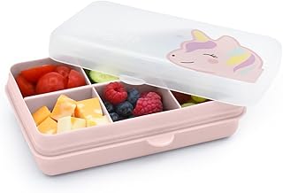 melii Snackle Box | 6-Compartment Divided Snack Container, BPA-Free Food Storage with Removable Dividers for School, Travel & On-the-Go Snacking (Unicorn)