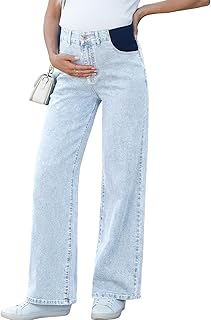 BLENCOT Maternity Jeans for Women High Waist Straight Leg Pregnancy Denim Pants with Pockets
