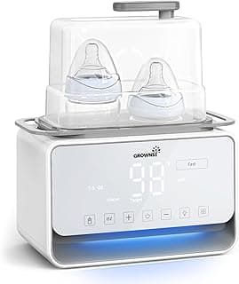 GROWSNY Fast Baby Bottle Warmer, 12-in-1 Milk Warmer with Steam and Water Bath Warming Modes for Breastmilk &Formula, Food Heating,with Thaw, Steri-lize, Egg Boil Function, Fits Most Types of Bottles