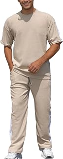 Summer Outfits For Men 2026 Crewneck Short Sleeve Tshirts And Drawstring Elastic Waisted Sweatpants 2 Piece Tracksuit