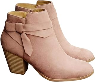 Price Drop: Women's Tie Knot Chelsea Pump Ankle Boots Closed Toe Stacked Heel Booties Shoes