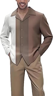 Men's Fashion 2 Piece Dress Shirts Suits Long Sleeve Big Men Leisure Sets Formal Pants Sets S-5XL