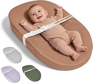 Baby Changing Pad, Waterproof Vegan Leather Wipeable Diaper Changing Pad with Safety Strap Non-Slip Changing Mat for Dresser & Table