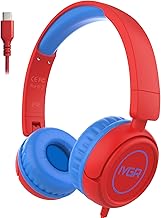 K6C Kids Headphones with USB-C, for Toddler & Kids Ages 2-12, 85dB Safe Volume Limited, Adjustable Headband & Foldable Wired, On-Ear Headphones for School, Travel, Tablet, iPad