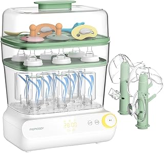 Momcozy 3 Layers Large Bottle Sterilizer and Dryer, Fast Sterilize and Dry, Universal Bottle Sterilizer for All Bottles & Breast Pump Accessories, Touch Screen & Auto-Off Bottle Sanitizer