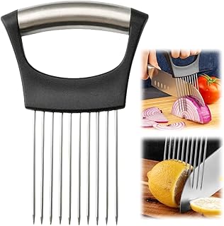 Amazon Deal Alert: Onion Slice Holder, 2024 New Stainless Steel Holder for Slicing, Chopper Assistant Tool, Cutter for Meat, Onion, Potato, Tomato - Kitchen Gadgets (Black, 1 Pack)