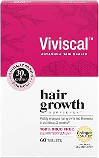 Viviscal Hair Growth Supplements For Women For Thicker, Fuller Hair, Nourishes Thinning & Loss, With Proprietary Collagen Complex, 60 Tablets, 1 Month Supply