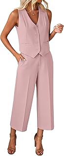 Amazon Deal Alert: Pant Suits for Women Dressy Casual 2 Piece Sets Sleeveless Blazer Vest with Wide Leg Capri Pants Work Outfit