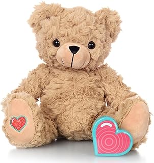 My Baby’s Heartbeat Bear, 20 Second Voice Recorder, Recordable Plush Keepsake, Heartbeat Recorder Memory Gift for Pregnancy and Expecting Parents, 8 Inch, Not a Medical Device, Tan Bear