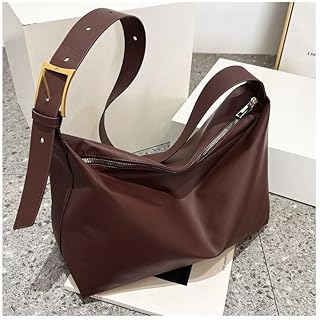 Price Drop: 2026 New Tote Bag Spacious Fashion Commuter Bag Effortless Style Underarm Shoulder Handbag PU Leather Solid Color Women's Wide Strap Big Bag-CoffeeBrown