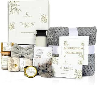 Mother’s Day Gifts for Mom - 11pc Luxury Spa Gift Basket for Women, Wife, Grandma, Relaxing Self Care Set with Throw Blanket, Insulated Tumbler, Oatmeal Soap & Candle, Unique Birthday Gifts for Her