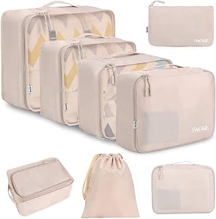 _SKIP_8 Set Packing Cubes Luggage Packing Organizers for Travel Accessories-Cream