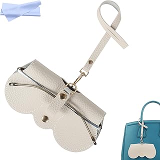 Soft Leather Sunglasses Bag, Portable Leather Glasses Case Holder Sunglasses Pouch, glasses Organizer Bag with Strap