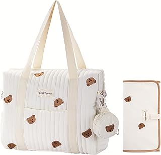 GOBABYMART 3pc Diaper Bag Tote Set, Hospital Bag for Labor & Delivery, Maternity Travel Bag with Changing Pad & Pacifier Case
