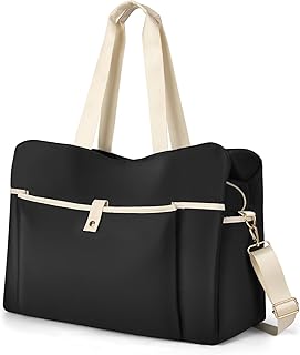 Wedama Large Tote Gym Bag for Women, Weekender Travel Duffel Bag Overnight Carry on Bag Hospital Bag for Women with Wet Pocket, Black