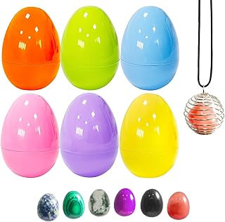 PARSUP 6PCS Easter Eggs with Crystal Gem Stones for Easter Theme Party Favors, Supplies for Easter Egg Hunt, Basket Stuffers/Fillers, Classroom Prize Supplies Toddler Boys Girls